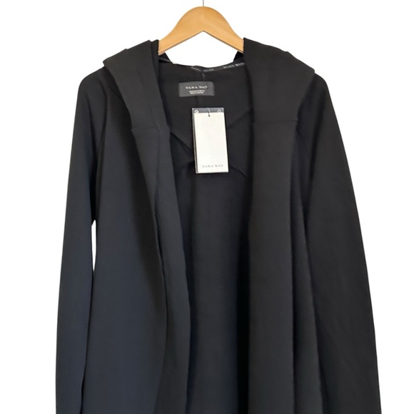 Zara Man Mens  Hooded Long Line Open Front Cardigan Pockets Long Sleeve NWT - Picture 3 of 10